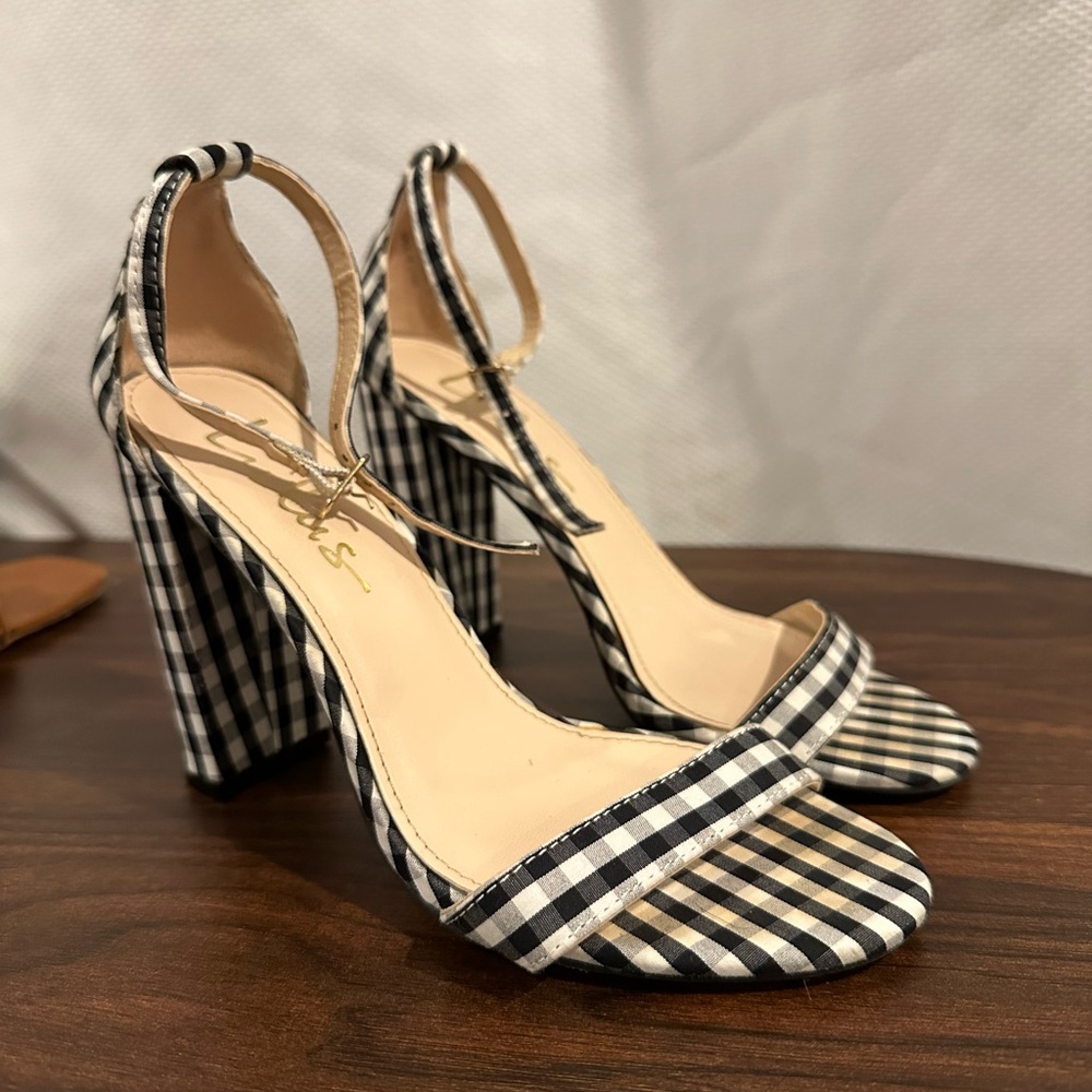 Lulu's Black and White Gingham Heels